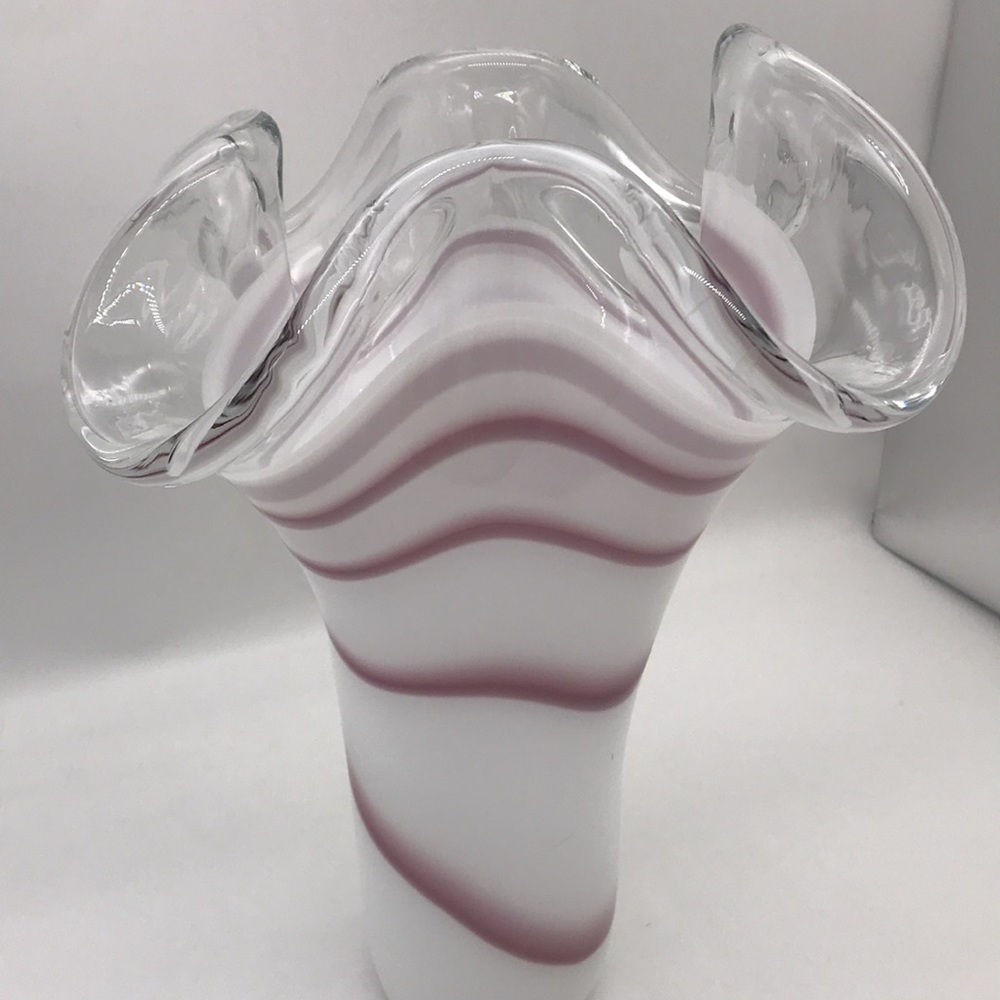 Hand Blown Murano Wave Glass Swirl looking Vase Perfect Condition Very Heavy - Picture 5 of 7
